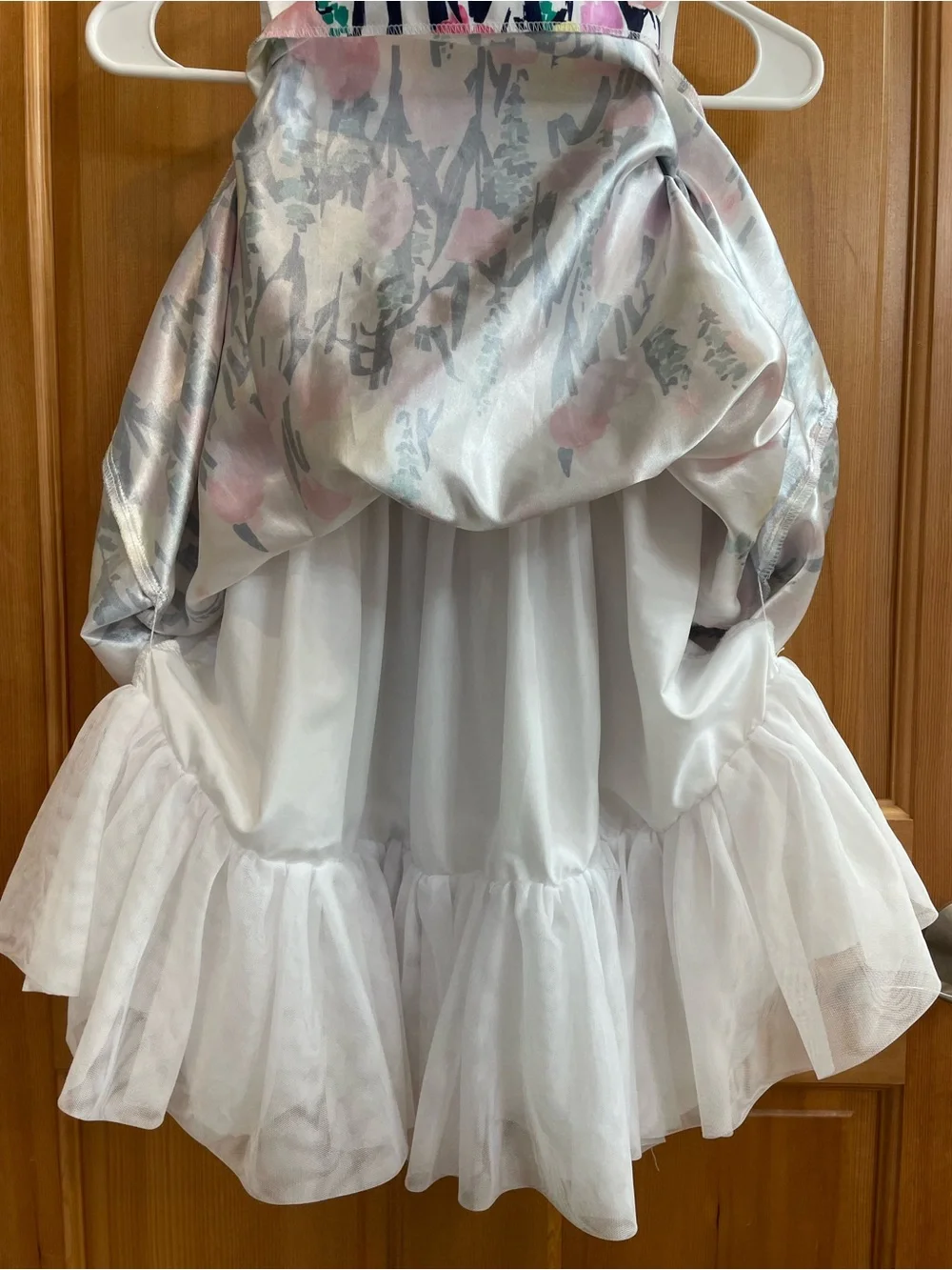 Gymboree White Dress with Pink Polka Dots & Tulip Floral Skirt, Sz 6